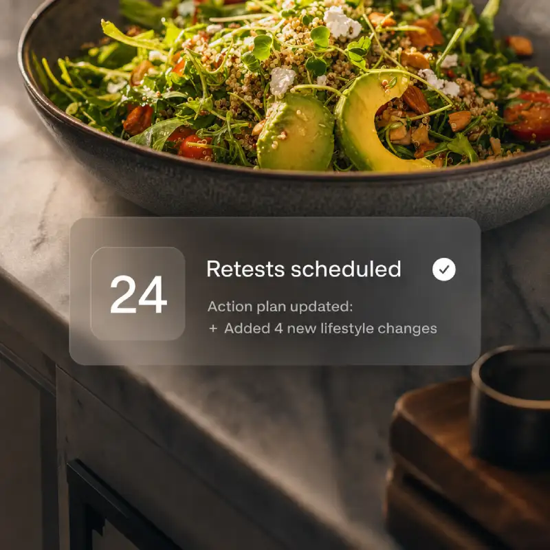 Retest schedule, AI insights, and health plan rhythm